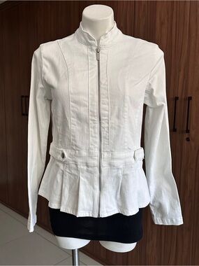BACCINI White Women's Zip-Front Jacket size MEDIUM
